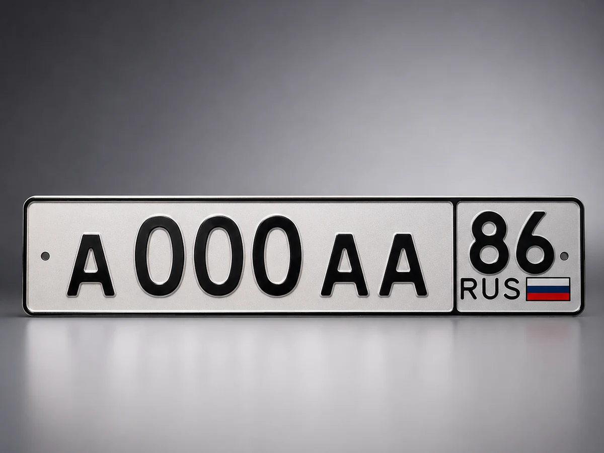 Стандартный автомобильный госномер региона 86